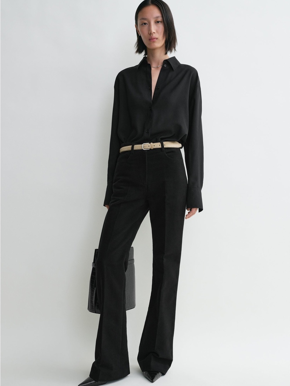 TOTEME black moleskin flared trousers | Size 32 / US 2